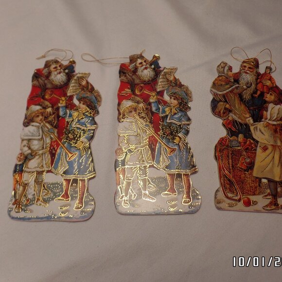 Vintage 1986 Merrimack? Ornaments 2 sided Hong Kong Outlined in Gold Old World - Picture 4 of 16